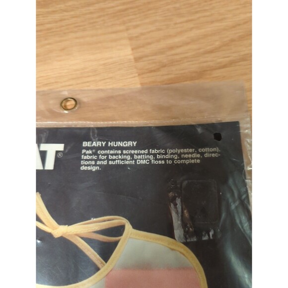 Bernat Stitchery Beary Hungry Baby Bib Screened Crosstitch Kit S03001 DMC Floss - Picture 2 of 7